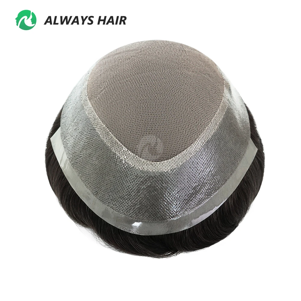 Cheap Durable Mono PU Wig Man Toupee Free Style Off Black Indian Human Hair Men's Capillary Prothesis 6x8 6x9 7x9 8x10