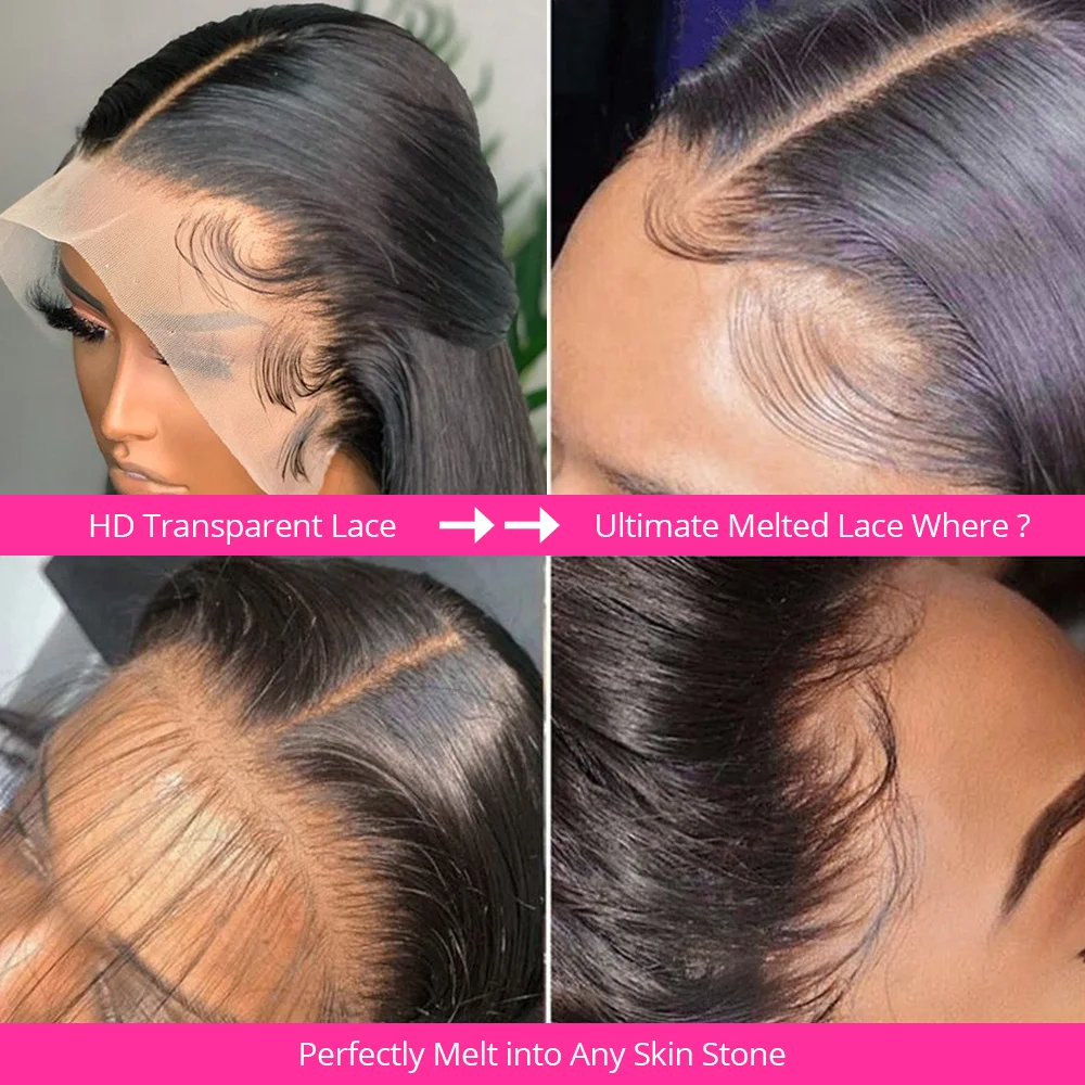 Bone Straight Lace Front Wig 13x4 13x6 HD Transparent 42 30 Inch 250 Density Wear on and Go Brazilian Human Hair Wigs For Women