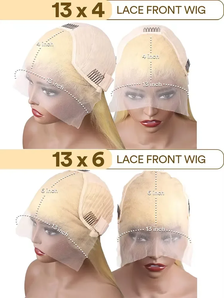 34 Inch Blonde Lace Front Wigs13x4 13x6 Human Hair 200% Density Natural Brazilian Bone Straight Lace Frontal Wig Pre Plucked With Baby