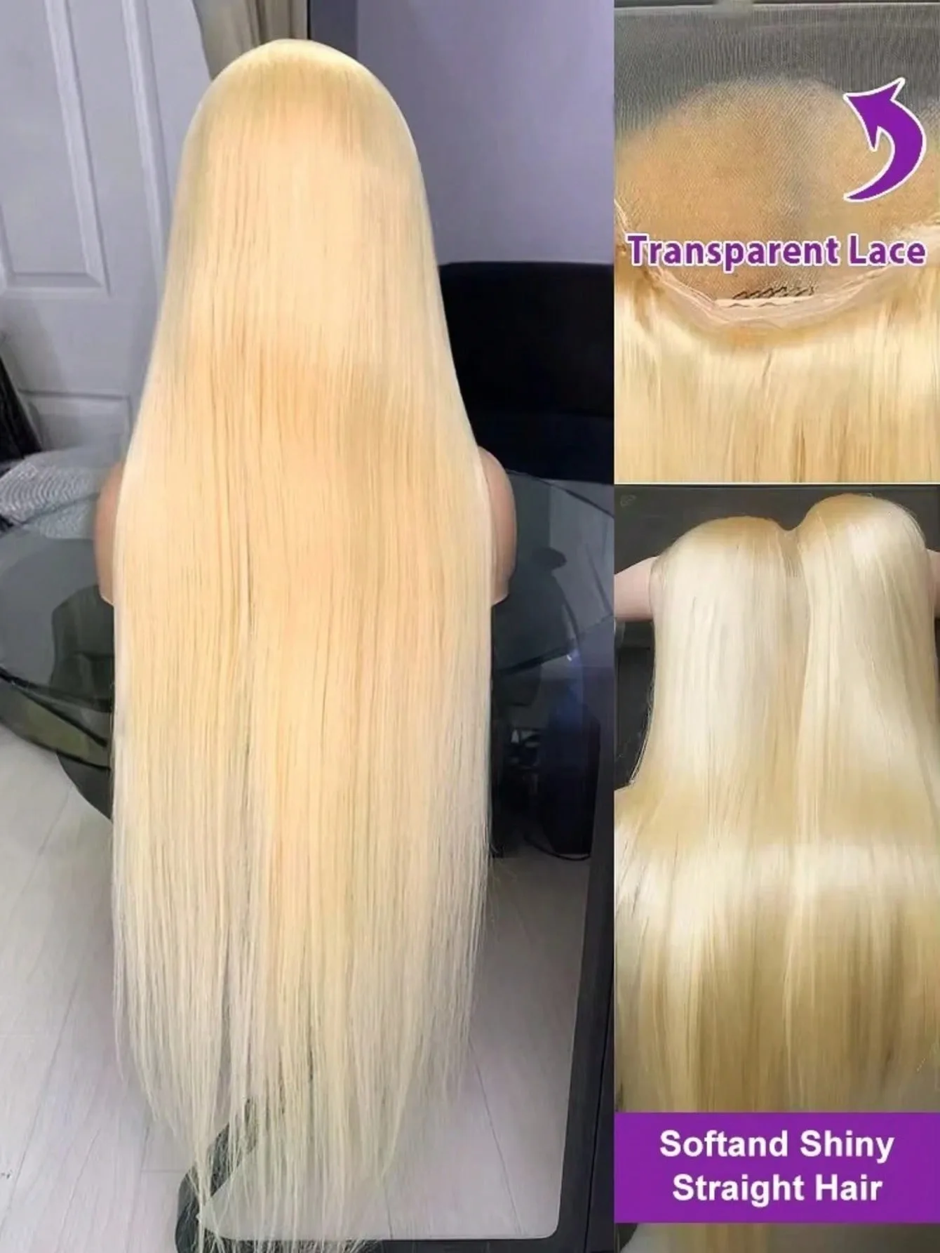 34 Inch Blonde Lace Front Wigs13x4 13x6 Human Hair 200% Density Natural Brazilian Bone Straight Lace Frontal Wig Pre Plucked With Baby