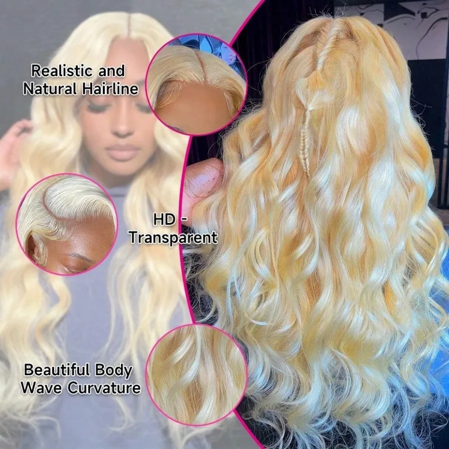 34 Inch Blonde Lace Front Wigs13x4 13x6 Human Hair 200% Density Natural Brazilian Bone Straight Lace Frontal Wig Pre Plucked With Baby