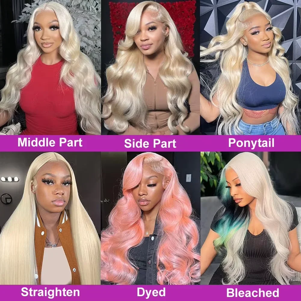 34 Inch Blonde Lace Front Wigs13x4 13x6 Human Hair 200% Density Natural Brazilian Bone Straight Lace Frontal Wig Pre Plucked With Baby