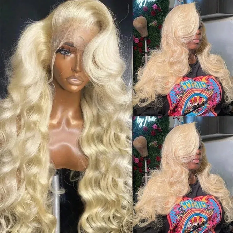 34 Inch Blonde Lace Front Wigs13x4 13x6 Human Hair 200% Density Natural Brazilian Bone Straight Lace Frontal Wig Pre Plucked With Baby