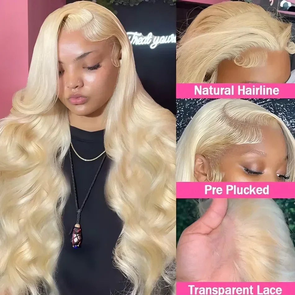 34 Inch Blonde Lace Front Wigs13x4 13x6 Human Hair 200% Density Natural Brazilian Bone Straight Lace Frontal Wig Pre Plucked With Baby