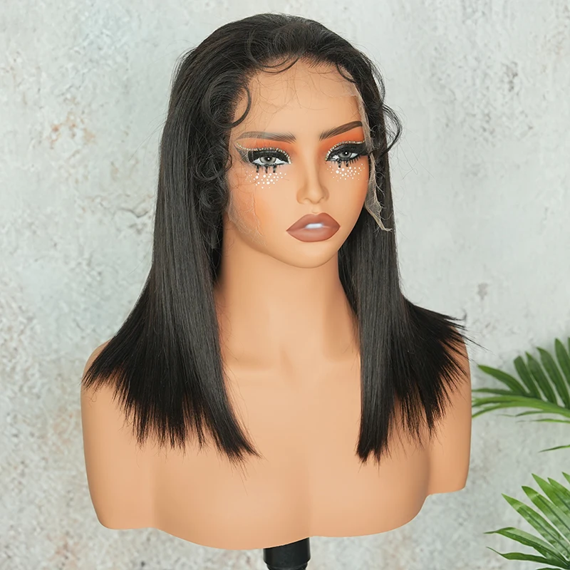 5x5 13x4 13x6 HD Lace Frontal Wig 100% Vietnamese Human Hair Double Drawn Bone Straight Short Bob Lace Wigs Pre-Plucked #1B