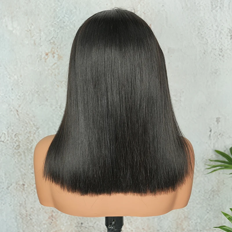 5x5 13x4 13x6 HD Lace Frontal Wig 100% Vietnamese Human Hair Double Drawn Bone Straight Short Bob Lace Wigs Pre-Plucked #1B