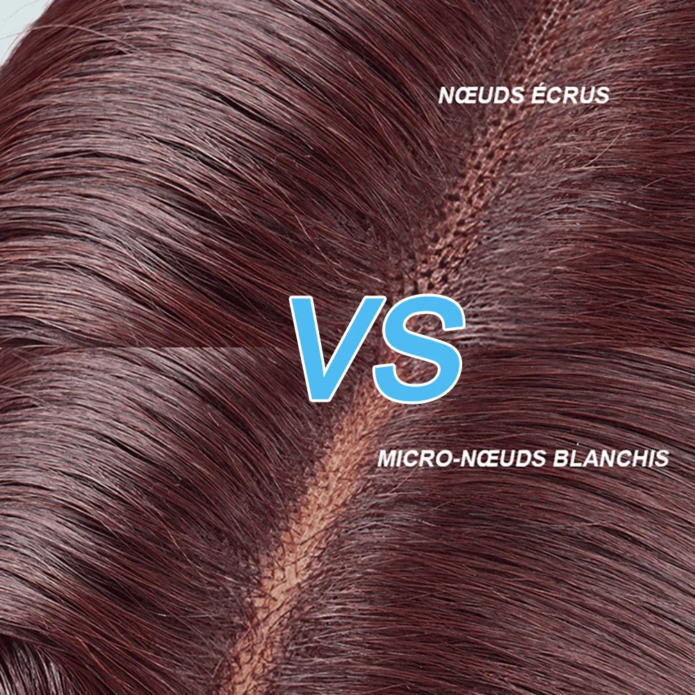 Glue-free Wig 9x6 in human hair, dark burgundy, ready-to-wear, Brazilian, colorful, degraded, mated, with pre-cut lace, density 250