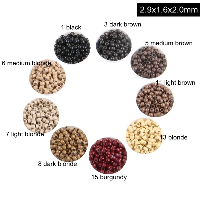 5000pcs Silicone Nano Rings 2.9x1.6x2.0mm Copper Micro Beads with Silicone Line 7 Color Options for Nano Tip Hair Extensions