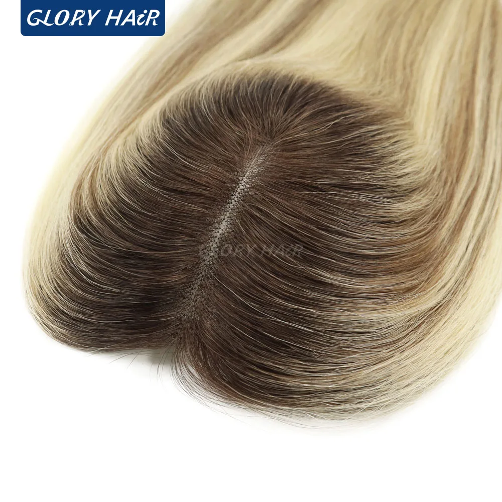 TP79 Lightweight Brazilian Human Hair Women Toppers 12" Size 4.5x5 Inch 110% Density Durable Hairpiece With 3 Clips For Women