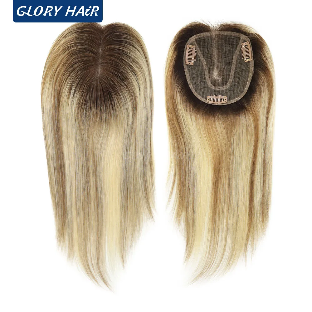 TP79 Lightweight Brazilian Human Hair Women Toppers 12" Size 4.5x5 Inch 110% Density Durable Hairpiece With 3 Clips For Women