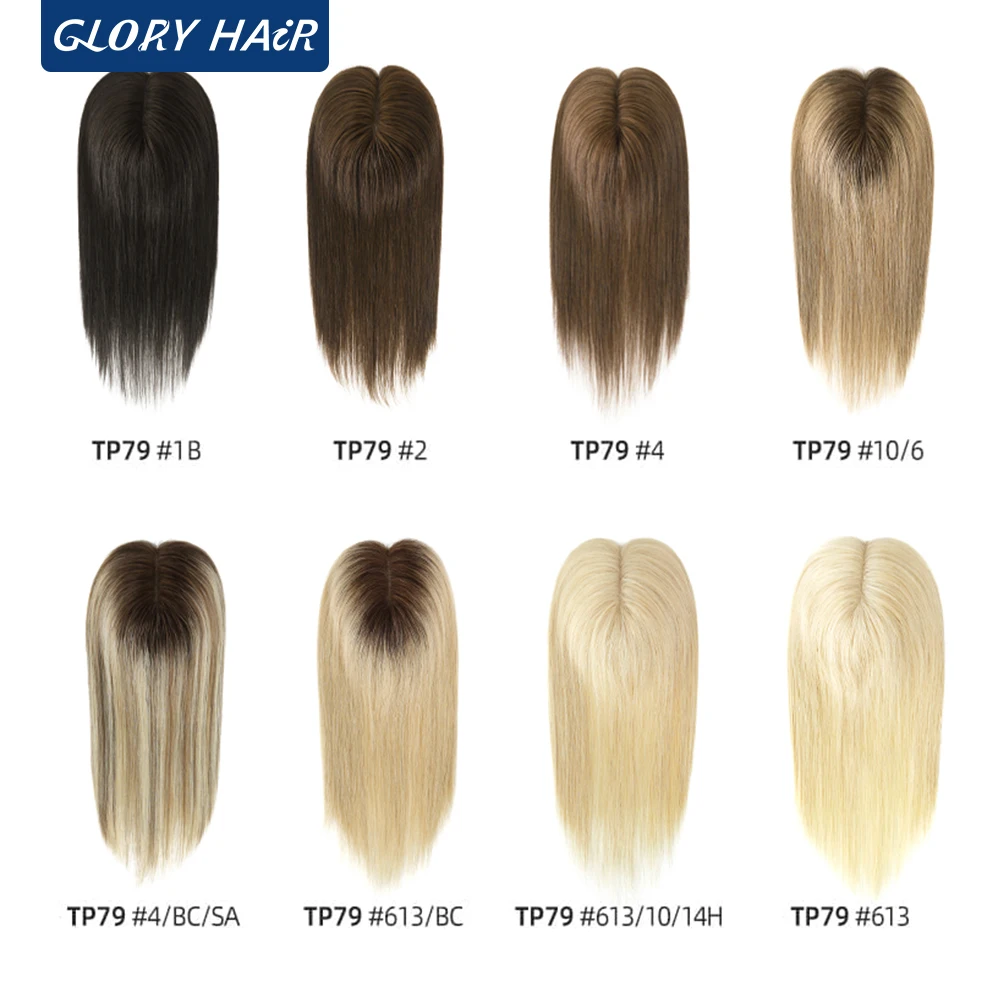 TP79 Lightweight Brazilian Human Hair Women Toppers 12" Size 4.5x5 Inch 110% Density Durable Hairpiece With 3 Clips For Women