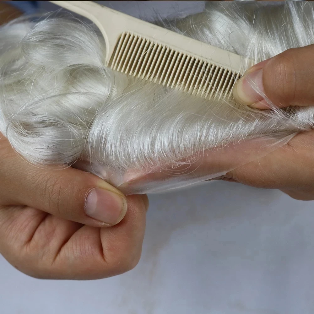 0.02mm Utra Thin Skin Disposable Natural Hairline Men Toupee 100%Human Hair Prosthesis Replacement System Units Hair Pieces 8*10