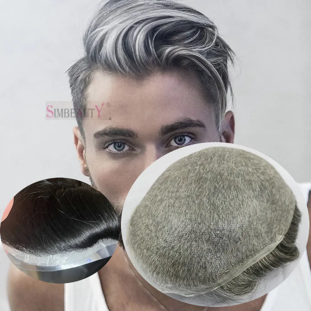 0.02mm Utra Thin Skin Disposable Natural Hairline Men Toupee 100%Human Hair Prosthesis Replacement System Units Hair Pieces 8*10