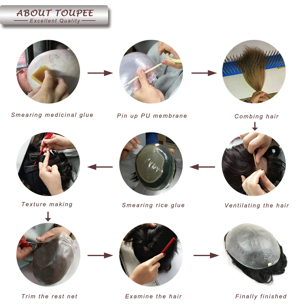 0.02mm Utra Thin Skin Disposable Natural Hairline Men Toupee 100%Human Hair Prosthesis Replacement System Units Hair Pieces 8*10