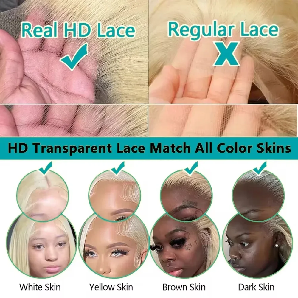 38 Inch Blonde 613 Body Wave Human Hair Wig 13x6 Hd Lace Frontal Wigs 613 Colored Human Hair Lace Front Closure PrePlucked Wig