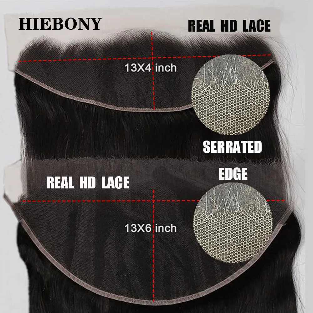 HiEbony Body Wave 13x6 HD Lace Frontal 100% Human Hair 5x5/6x6/7x7 Invisiable HD Lace Closure Melt Skins Pre Plucked Hairline