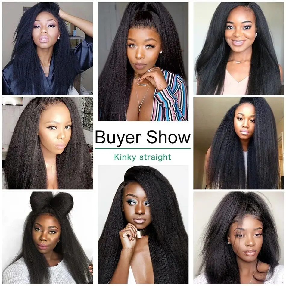 Kinky Straight Hair Bundles 100% Human Hair Weave Bundles 4 PCS Virgin Hair Brazilian Yaki Natural Hair Extensions Thick End