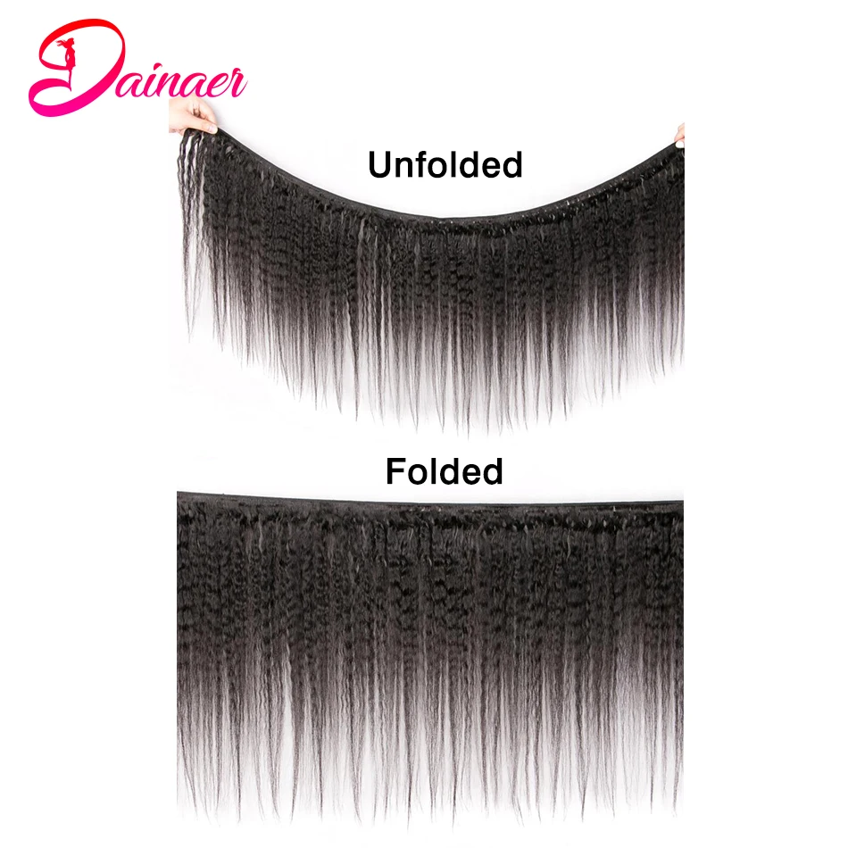 Kinky Straight Hair Bundles 100% Human Hair Weave Bundles 4 PCS Virgin Hair Brazilian Yaki Natural Hair Extensions Thick End
