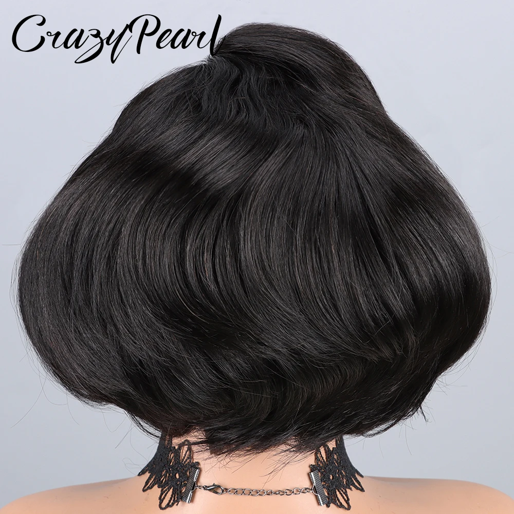 4X4 Closure BOB Wig Straight Human Hair Short Bob Natural Black Brazilian Remy Hair Pre Plucked Bleached Knots Ready to Wear