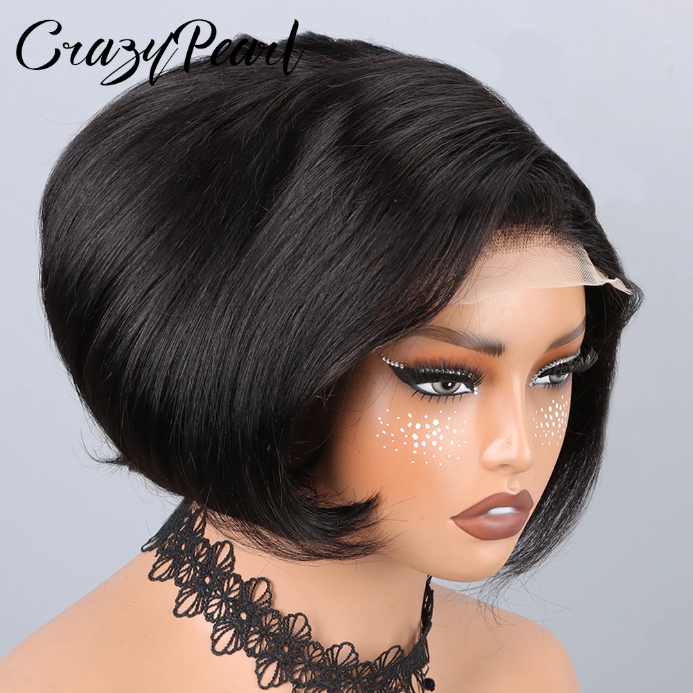 4X4 Closure BOB Wig Straight Human Hair Short Bob Natural Black Brazilian Remy Hair Pre Plucked Bleached Knots Ready to Wear