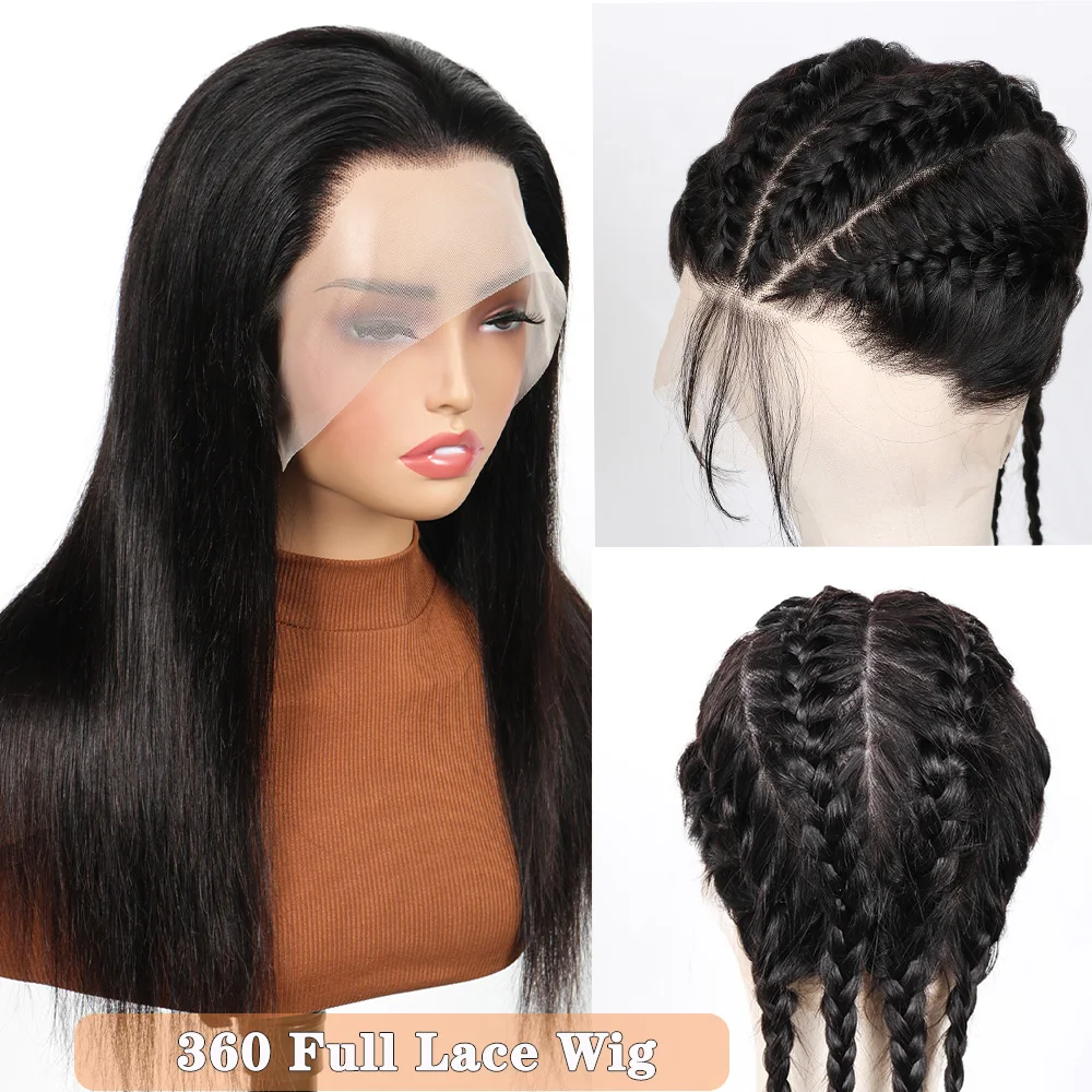 HD Full Lace Wig Human Hair 360 Lace Frontal Wigs 12A Pre Plucked 30 Inch 180% Density Brazilian Hair Transparant Lace Wig