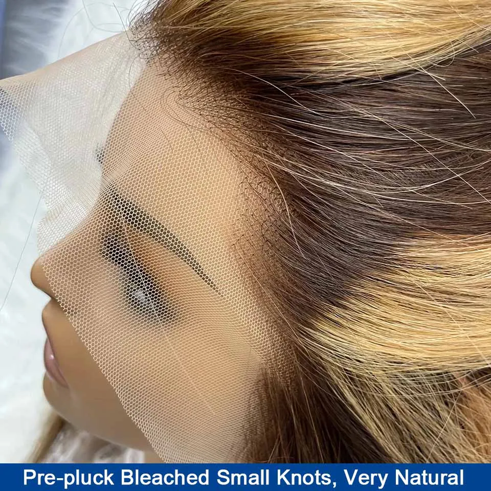 Ombre Bob Wig Human Hair 4/27 Highlight 13x4 Transparent Lace Wig Body Wave Honey Blonde Lace Front Bob Wigs Loose Wave 180 Density 14 Inches