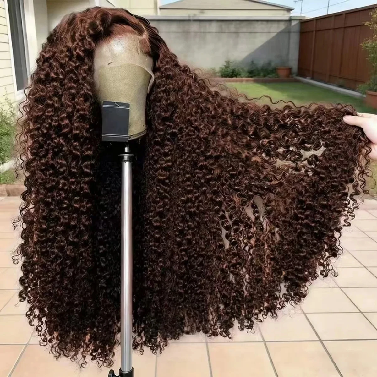 250% Chocolate Brown Deep Wave 13x6 HD Lace Frontal Human Hair Wigs 30 36 Inch Remy #4 Colored Loose Curly 13x4 Lace Front Wig