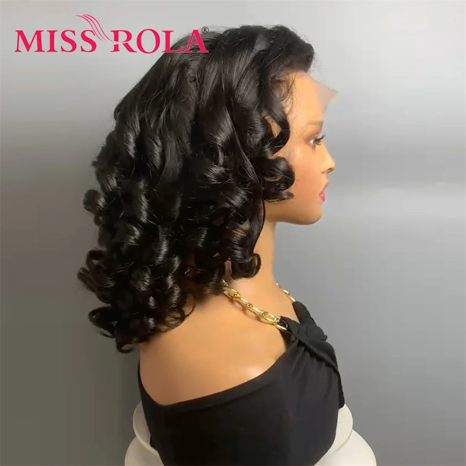 Miss Rola 12A Remy 5X5&13X4 Bouncy Curly Pixie Cut Lace Front Human Hair Wigs Transparent Lace Brazilian Hair Wig 99J Highlight