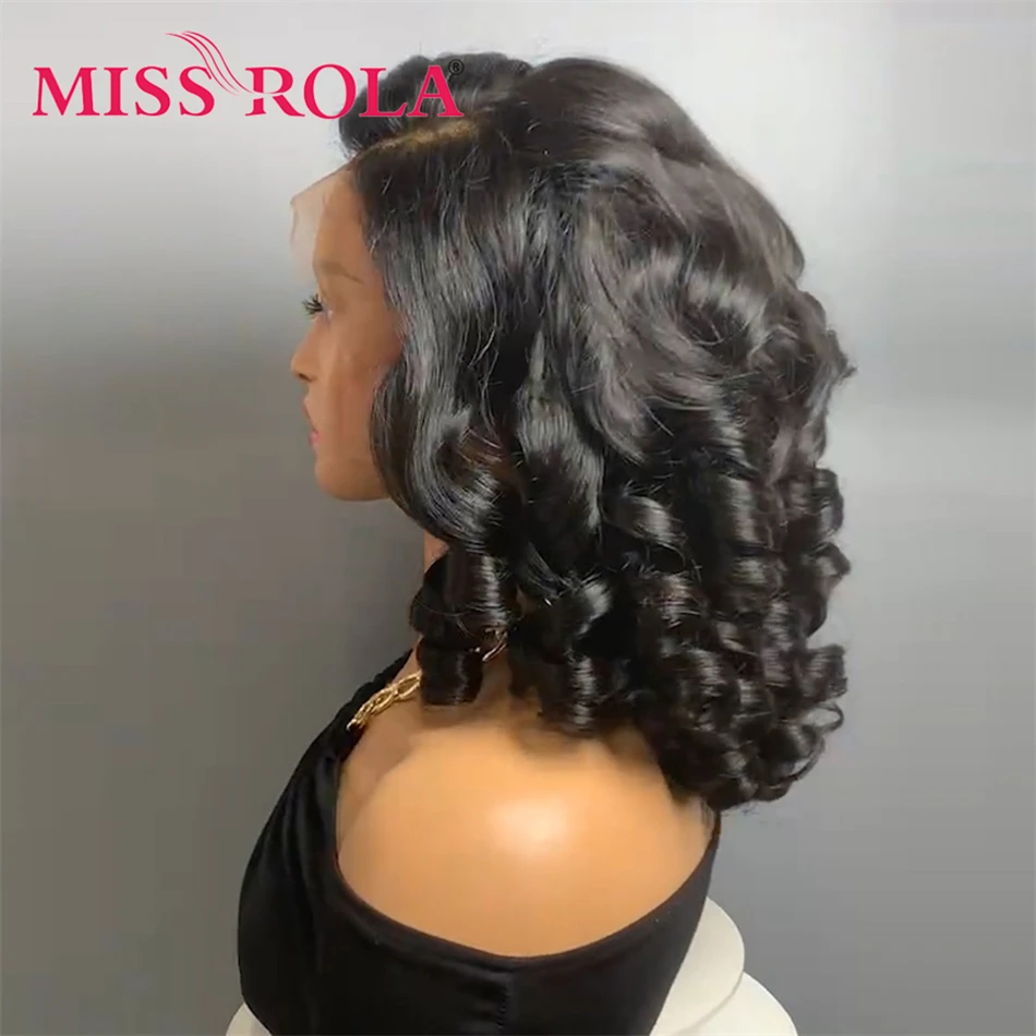 Miss Rola 12A Remy 5X5&13X4 Bouncy Curly Pixie Cut Lace Front Human Hair Wigs Transparent Lace Brazilian Hair Wig 99J Highlight