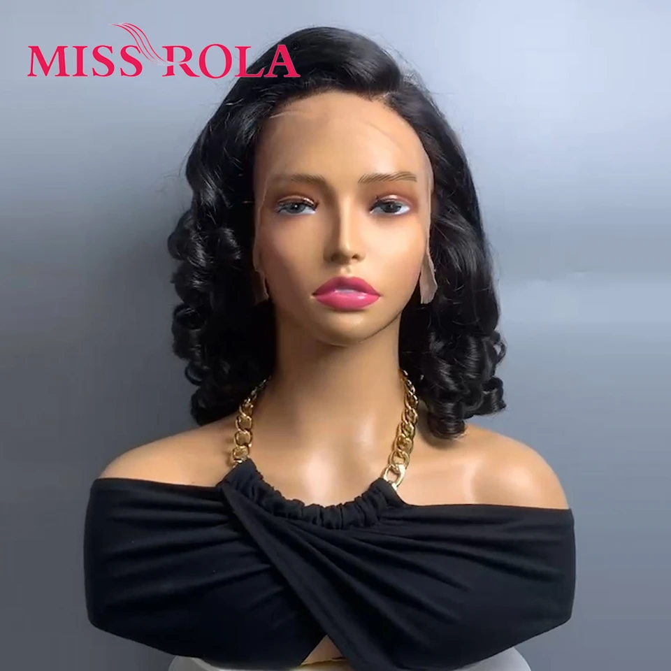 Miss Rola 12A Remy 5X5&13X4 Bouncy Curly Pixie Cut Lace Front Human Hair Wigs Transparent Lace Brazilian Hair Wig 99J Highlight
