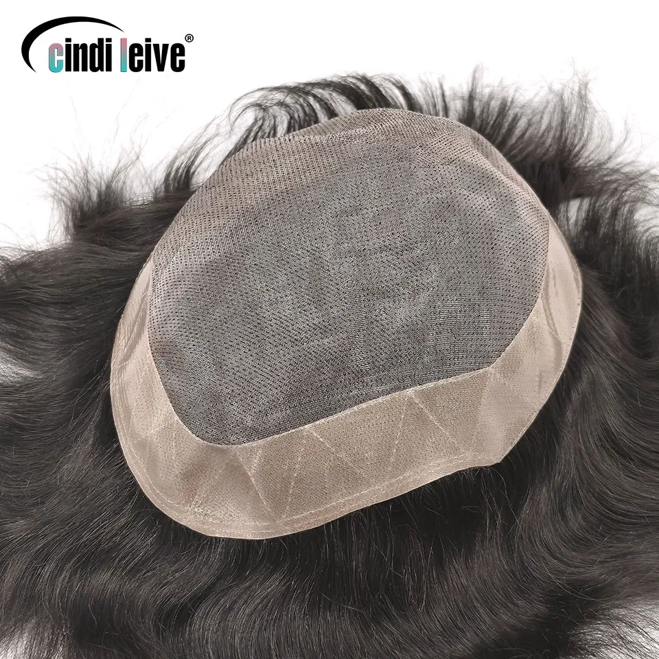 8x10" Breathable Fine Mono With NPU Toupee For Men Human Hair Piece Natural Black Male Wig Toupee Men's Replacement Systems