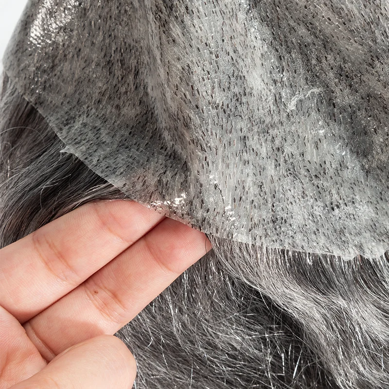 Injection Full PU Base Men's Wigs 0.12-0.14 Injection Skin Toupee For Men Hair Capillary Prosthesis Human Hair Wigs Replacement