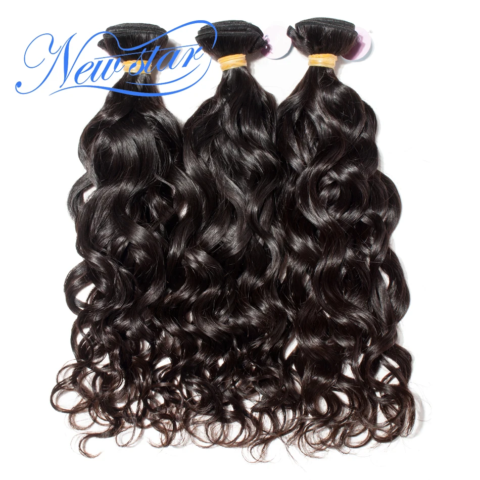 New Star Brazilian Natural Wave Virgin Human Hair 3 Bundle Thick Extension Intact Cuticle Unprocessed Water wave Hair Weaving