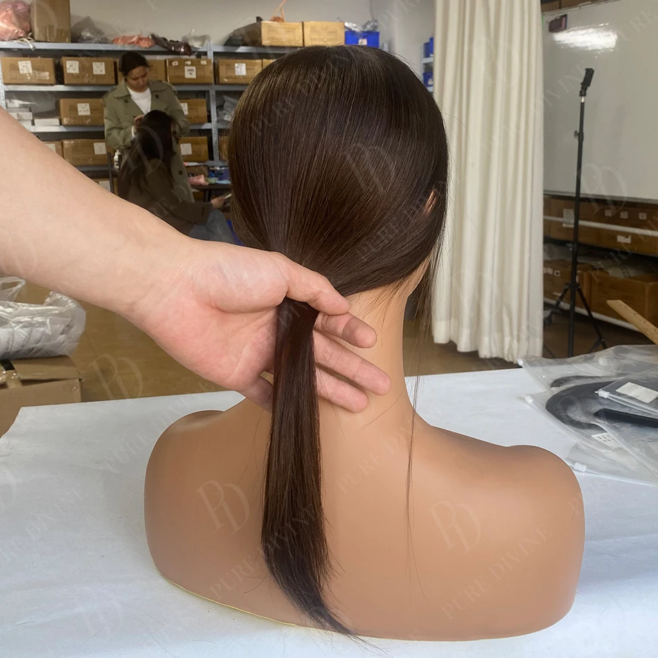 10x12cm Human Hair Topper with Silk Base 40cm Straight Clip in Hairpiece for Women Natural Scalp Simulation Thinning Hair Toupee