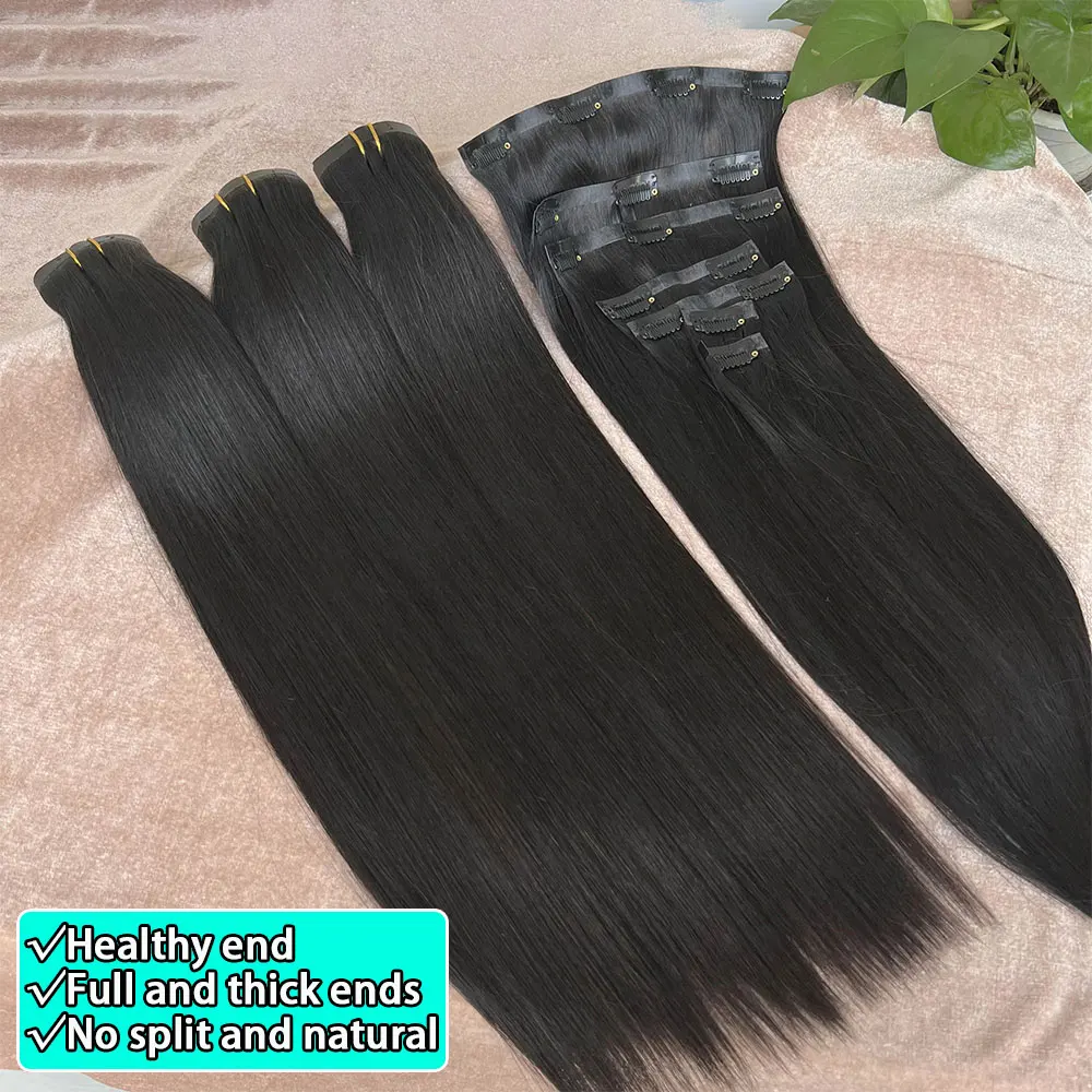 Raw Virgin Clip In Hair Extensions Human Hair Vietnamese Straight Clip In Natural Black Clip Ins Unprocessed Hair 100g 7Pcs/Set