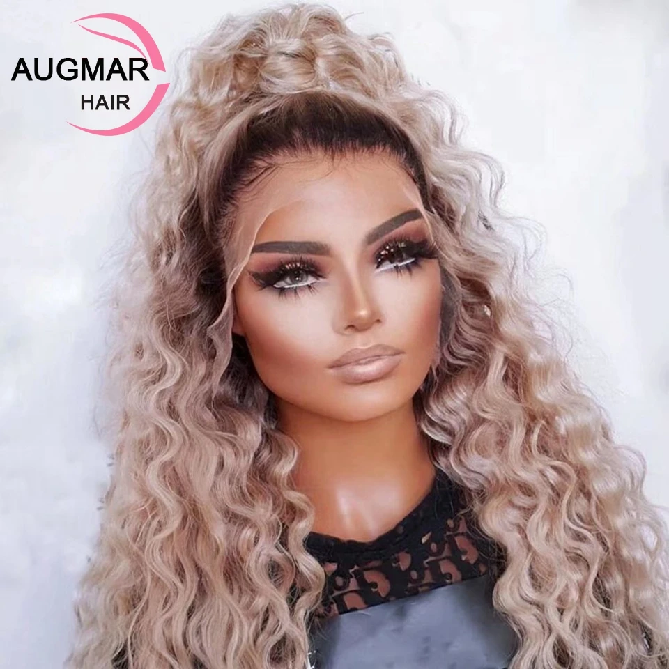 13x4 Ash Blonde Curly Lace Front Human Hair Wigs For Women 180% Remy HD 13x6 Human Hair Wigs Brazilian 360 Deep Wave Frontal Wig