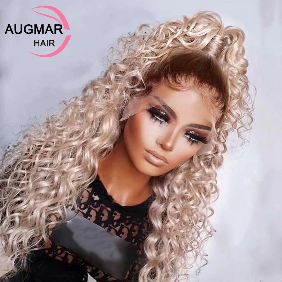 13x4 Ash Blonde Curly Lace Front Human Hair Wigs For Women 180% Remy HD 13x6 Human Hair Wigs Brazilian 360 Deep Wave Frontal Wig