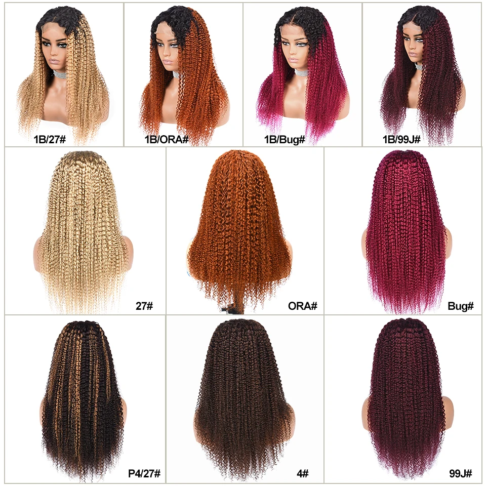 Miss Rola Brazilian Human Hair Curly Wigs 180% Density 4x4 Lace Closure Wig Kinky Curly Hair Wig Remy Pre Plucked With Baby Hair