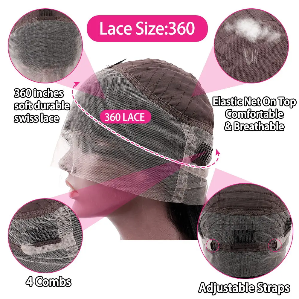 360 HD Full Lace Frontal Wigs Human Hair 200 Density Natural Colored Deep Curly Wave Lace Front Wigs 50 52 Inch Long Remy Hair