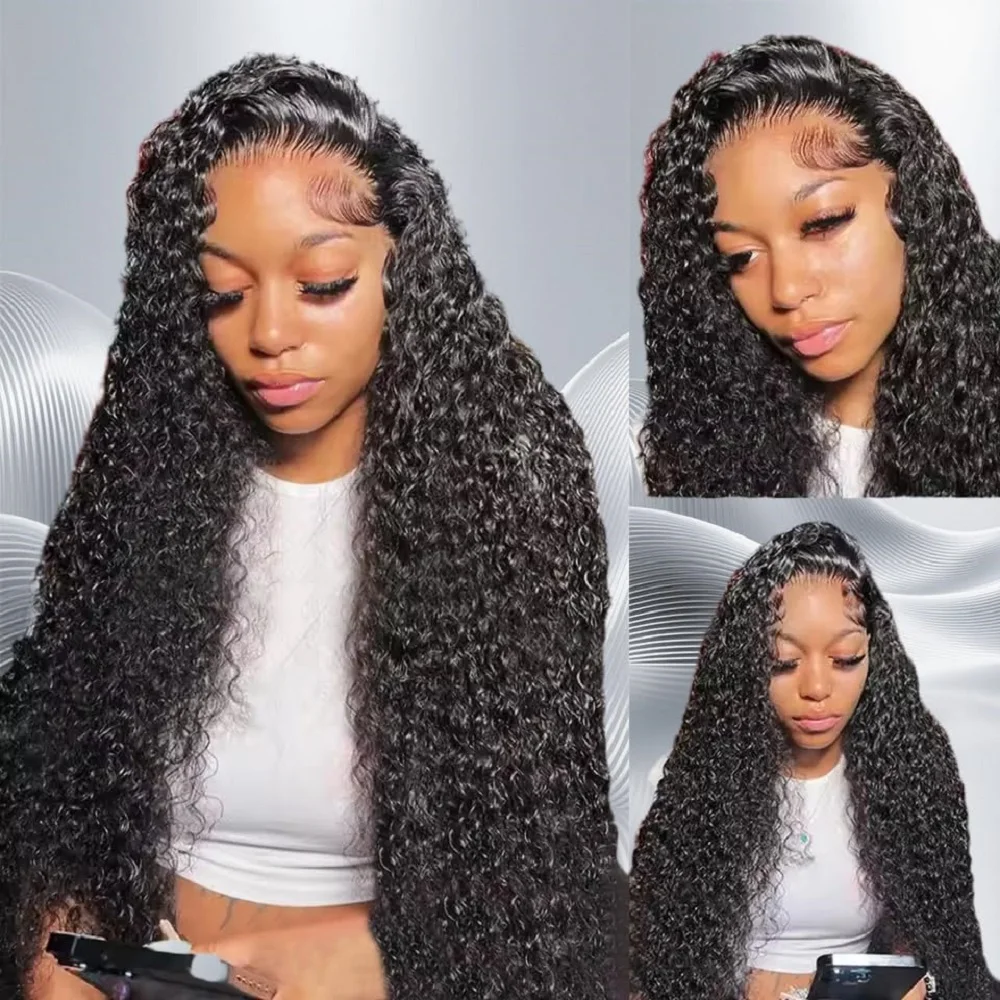 360 HD Full Lace Frontal Wigs Human Hair 200 Density Natural Colored Deep Curly Wave Lace Front Wigs 50 52 Inch Long Remy Hair