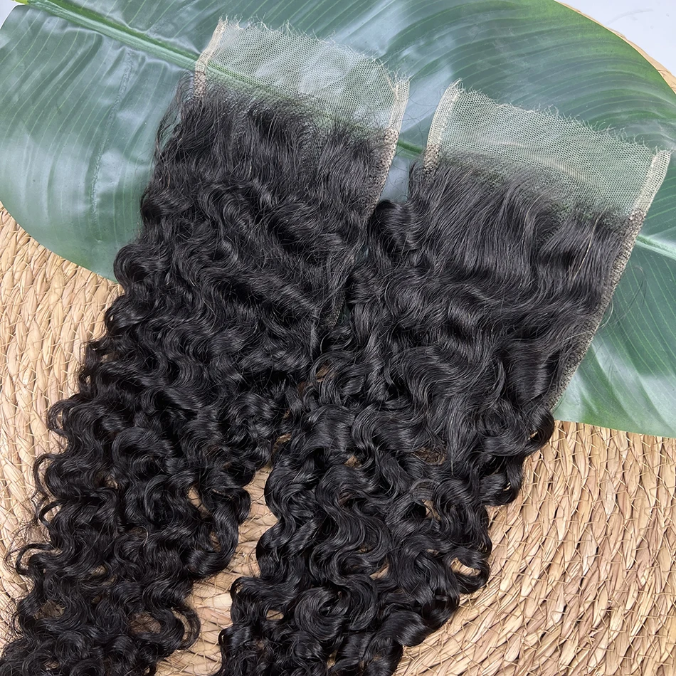 4x6 Real HD Lace Closure Burmese Curly Human Hair Preplucked Bleached Knots Invisible Lace #1B Natural Color Raw Virgin Hair