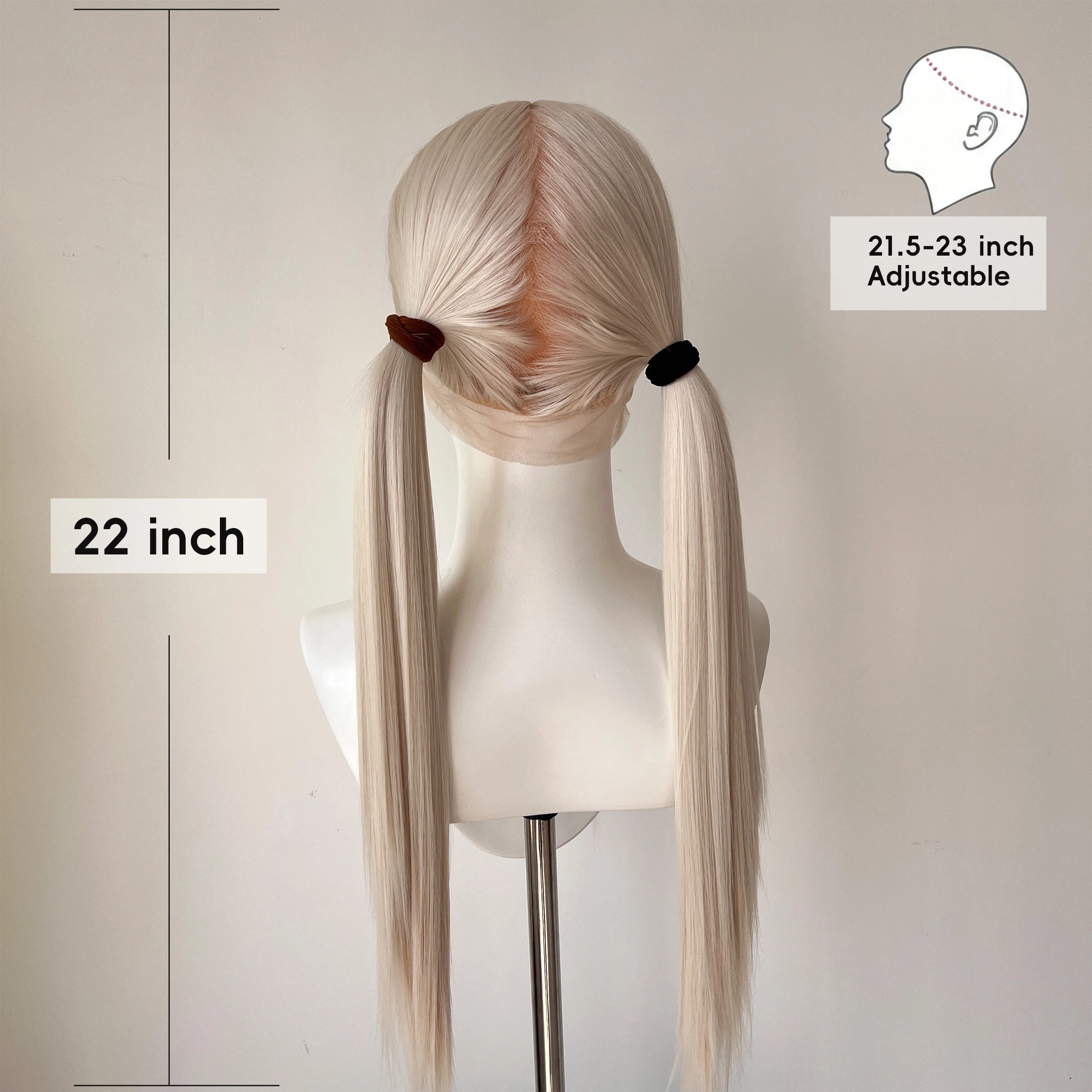 Full Lace Wig 22" Platinum Blonde Synthetic Hair White Silver Blonde Glueless Cosplay Festival Party Wigs Unisex HandTied Heat