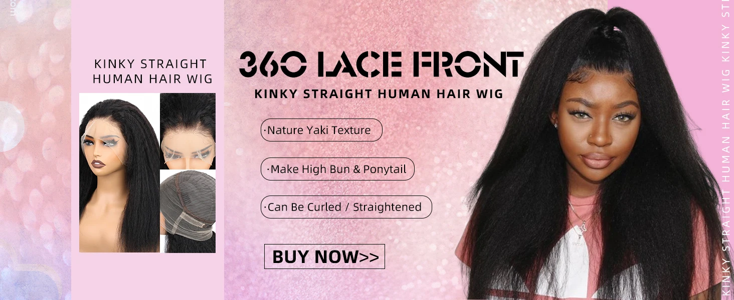 FRIZIRA 180% Density Kinky Straight Invisi Strap 360 Lace Frontal Wig Drawstring Wigs 30 40 Inch Kinky Straight U V Part Wig Human Hair