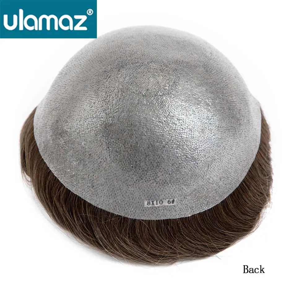 V-Loop Hair Thinnest Skin Male Hair Prosthesis 0.02-0.03mm Clear Poly PU Man Wig Toupee Human Hair Invisible Hair System For Man