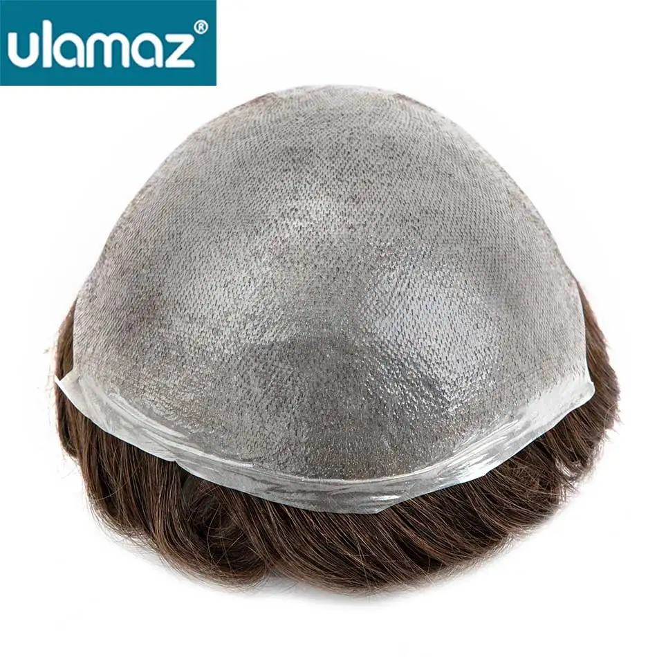 V-Loop Hair Thinnest Skin Male Hair Prosthesis 0.02-0.03mm Clear Poly PU Man Wig Toupee Human Hair Invisible Hair System For Man