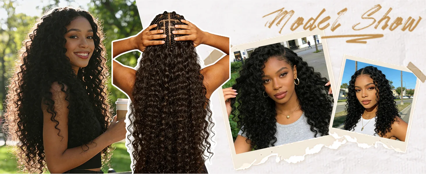 Smilegirl 1/3/4/5 Packs Burmese Curly Feather Crochet Human Hair Boho Braided Knotless Pre-Separated Natural Black Lightweight Reusable Crochet Hair Extensions