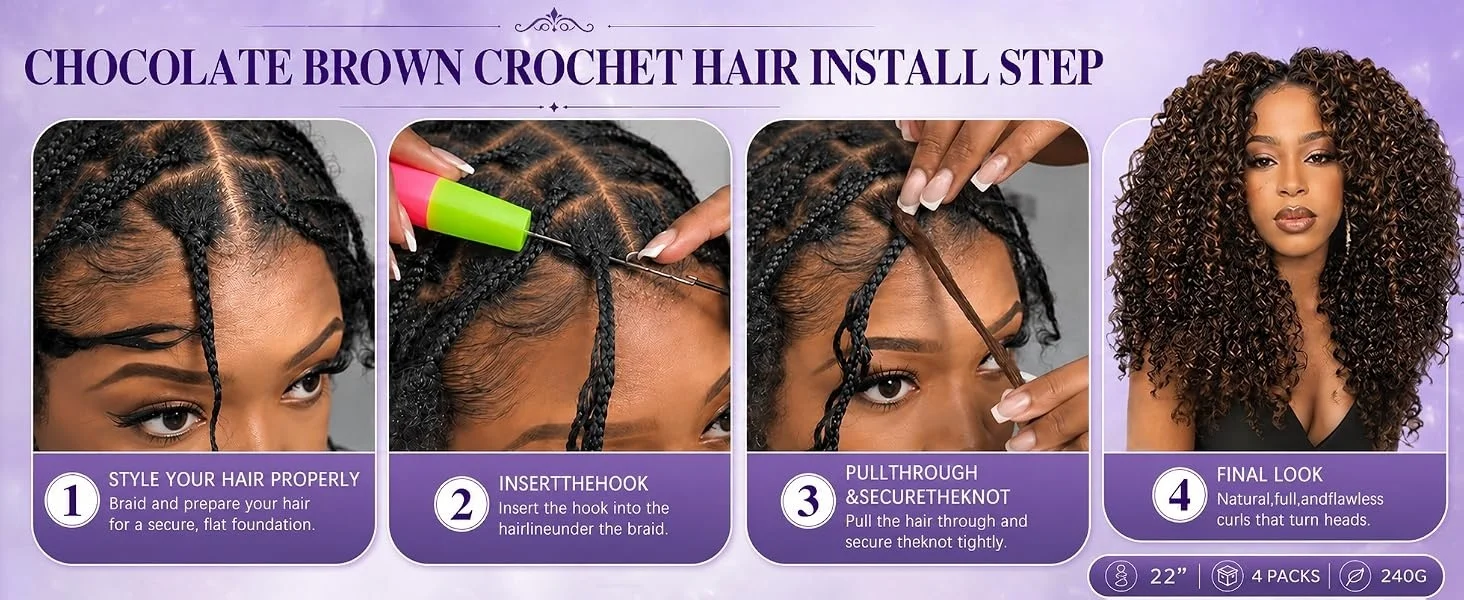 Smilegirl 1/3/4/5 Packs Burmese Curly Feather Crochet Human Hair Boho Braided Knotless Pre-Separated Natural Black Lightweight Reusable Crochet Hair Extensions