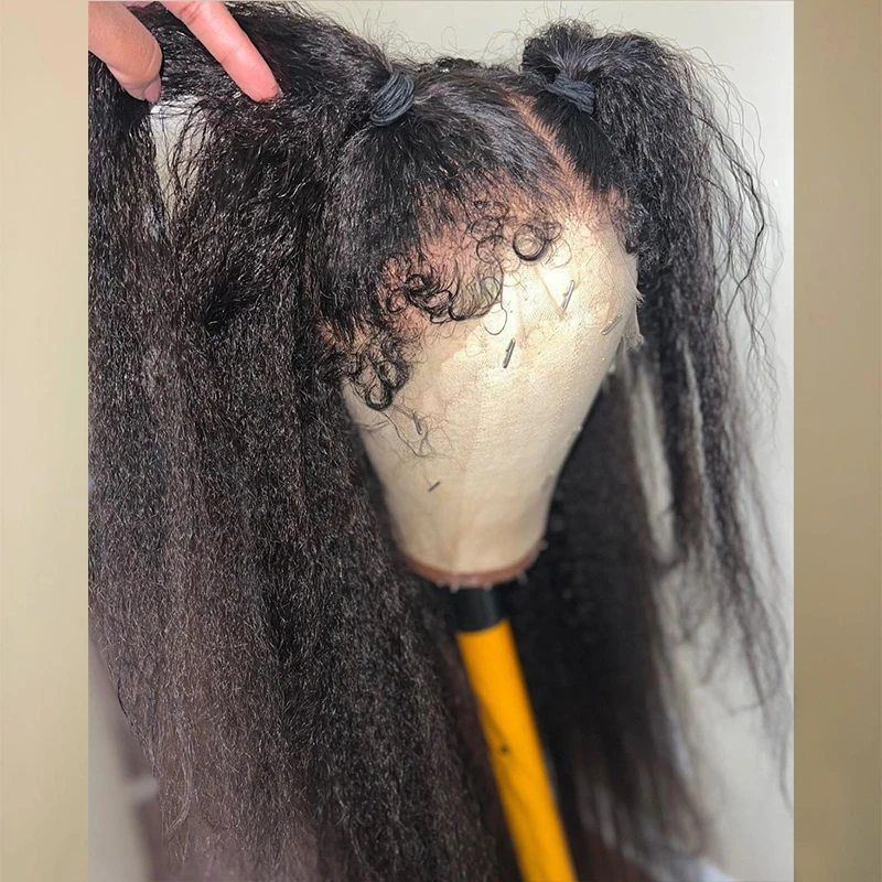 Kinky Edges Natural Hairline Wig Glueless Full Lace Human Hair Wigs Kinky Straight 13x6 Lace Front Human Hair Wigs Curly Baby