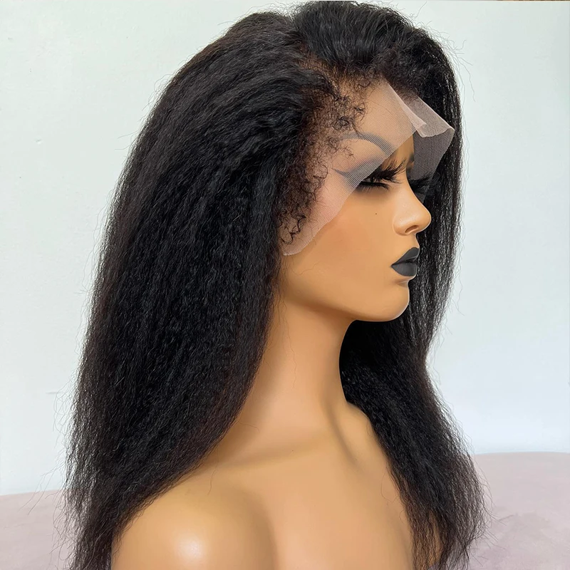 Kinky Edges Natural Hairline Wig Glueless Full Lace Human Hair Wigs Kinky Straight 13x6 Lace Front Human Hair Wigs Curly Baby