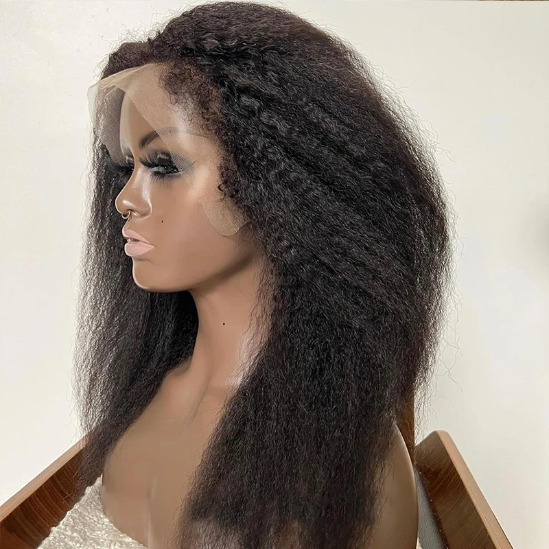 Kinky Edges Natural Hairline Wig Glueless Full Lace Human Hair Wigs Kinky Straight 13x6 Lace Front Human Hair Wigs Curly Baby